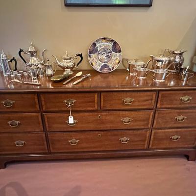 Henredon Dresser. Assorted silver lovelies. 