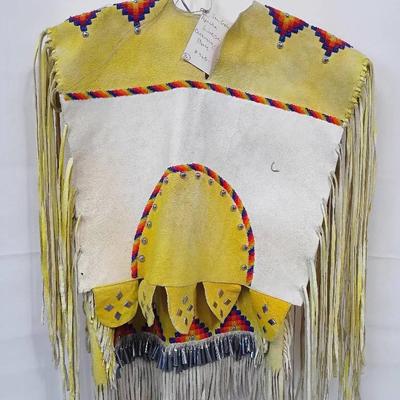 San Carlos Apache Sunrise Ceremony Dress – Handcrafted Beaded Leather Regalia with Tin Cone Fringe