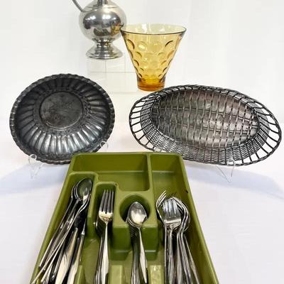Mixed Dining & Tableware – Rogers Bros Flatware, Egyptian Bowl, Hazel Atlas, English Pewter