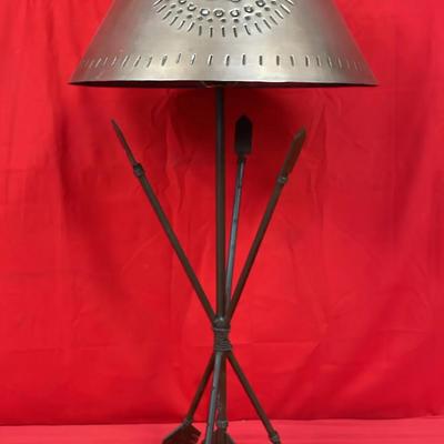 Forged Metal Arrows Table Lamp With Copper Shade