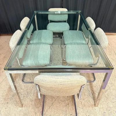 Mid-Century Modern Chrome & Glass Dining Set