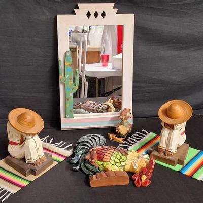 Two Vintage Hand Carved "Sleeping Pedro", Hand Carved Rooster's, And More