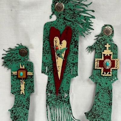 Southwestern Spirit Figure Metal Wall Art Trio