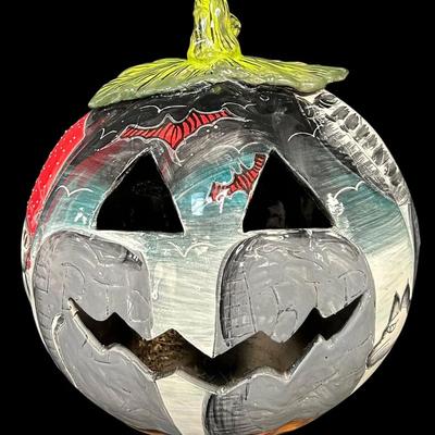 Large Hand-Painted Talavera Jack-o’-Lantern Pumpkin by Gerardo García – Mexico