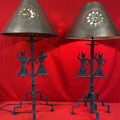 Forged Metal Devil Art Lamps 