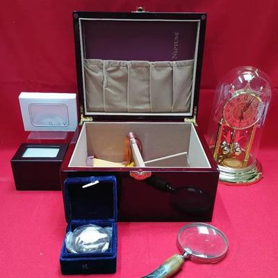 Neptune Executive Desk & Decor Collection – Benchmark German Anniversary Clock & Artisan Magnifier