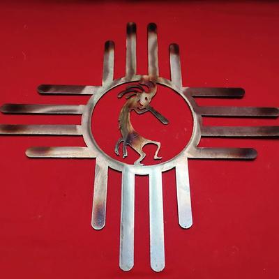 Fire Tainted Southwestern “Zia With Kokopelli 24" Wall Decor 