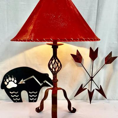 Wrought Iron, Rawhide Shaded Table Lamp & Southwestern Style Home Decor 