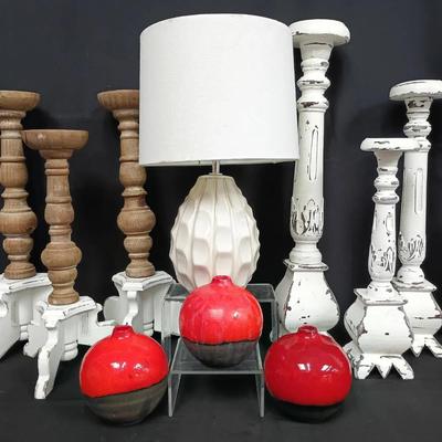 Home Décor Collection – Rustic Candle Holders, Crate & Barrel Reactive Vases, and Mainstays Ceramic 