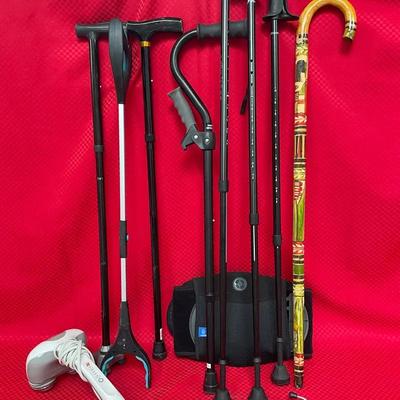 Rehabilitative & Mobility Aid Lot – Walking Canes, Trekking Poles, Medical Accessories