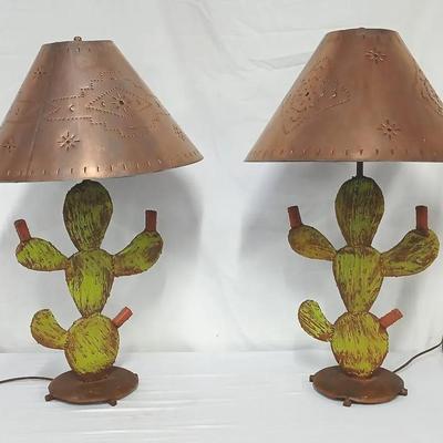 Green Cactus Lamps w Copper Shades