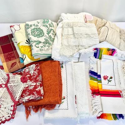 Assorted Vintage Tablecloths, Linens and More