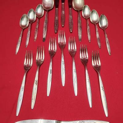 19-pc Set Oneida Community Silver Plate “Gentle Rose Enchantment”
