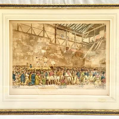 Antique Engraving “The Interior of the Fives Court” – After T. Blake, Engraved by Charles Turner