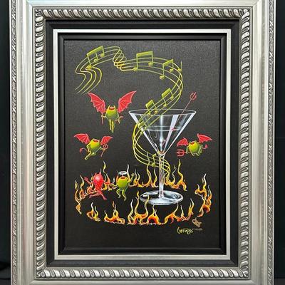 Michael Godard “Devilish Angel Dance” – Embellished Giclée on Canvas, Framed