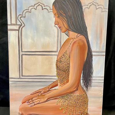 “Seated Woman in Gold” – Original Painting by Sushi (2019)