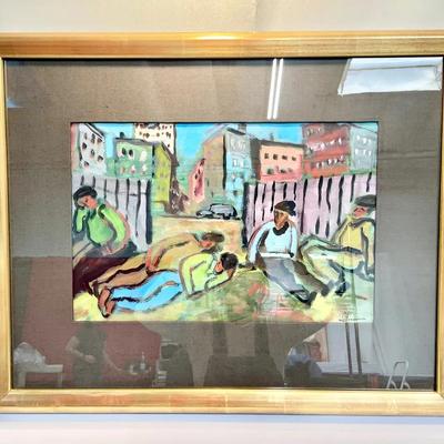 Oil On Board By Irving Lehman Depression Era Scene NYC