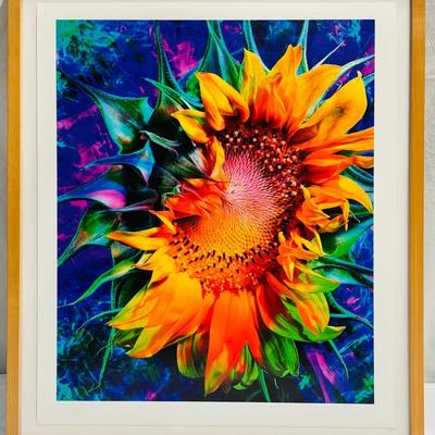 Psychedelic Sunflower Fine Art Lithograph by Yu Wu
