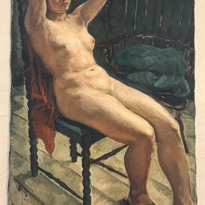 Oil on Canvas Nude by Gejin Sugihara