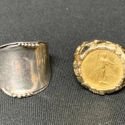 Ct436v gold silver rings