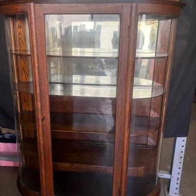 Fl117 antique oak china cabinet