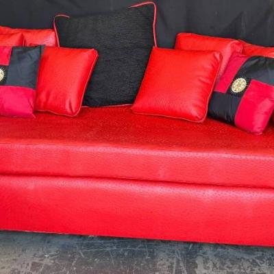 Br125 red faux leather couch
