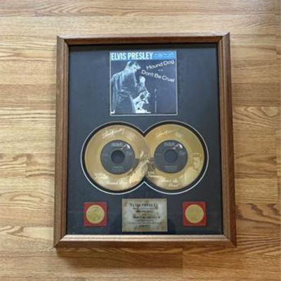 Limited Edition 24K Gold Plated Elvis Records Display W/COA .jpg
