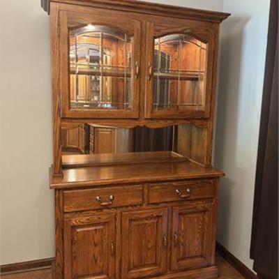 Lighted Oak Buffet Hutch .jpg
