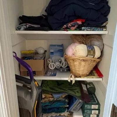 Mystery Hall Linen Closet-Linens, Eureka Flash Vacuum, Batteries, Yarn