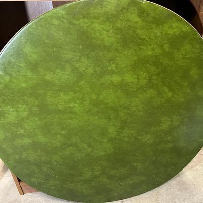 Round Folding Game Table With Naugahyde Top