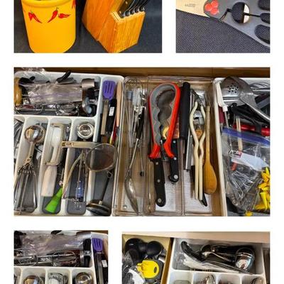 Assortment Of Kitchen Utensils, Tristar Knife Block Set