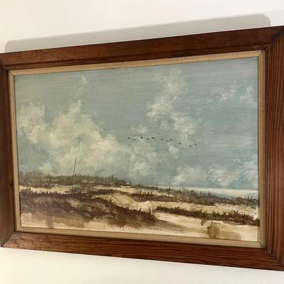 “Geese” by C.T. Newton Framed Painting on Board