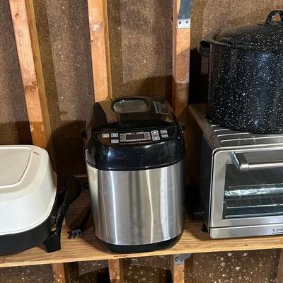 Group Of Kitchen Small Appliances + Enamel Canning Pot