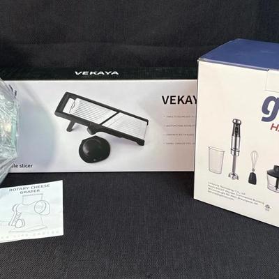 NIB-Ganiza Hand Blender, Vekaya Mandolin Slicer, Rotary Cheese Grater