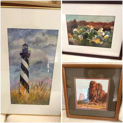 Three Signed Nature Themed Watercolor Paintings