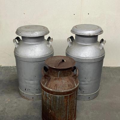 3 Vintage Milk Cans