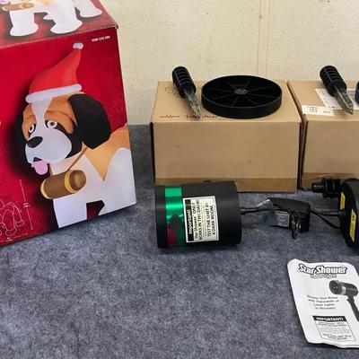 9 Ft St. Bernard Christmas Inflatable and Star Shower Laser Lights