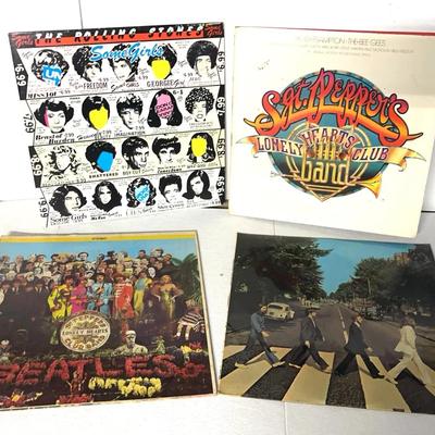 Vinyls: Rolling Stones & Sgt Peppers LHCB P Frampton & Bee Gees, Abbey Road, Sgt Peppers- 4 Pcs
