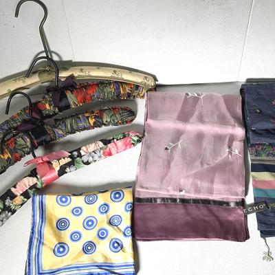 Vintage Scarves and Floral Padded Coat Hangers