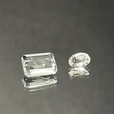 Quartz Emerald Cut 9x7mm 1.10 CT and Oval 5x4mm 0.30 CT