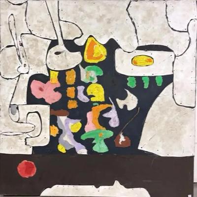 Abstract Expressionist Painting on Canvas - Textured - Unsigned - Large