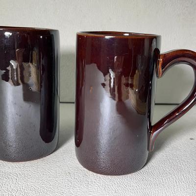 Tackett-Rockingham Cook-Serve Mugs Steins Stamped 1958, 2 Pcs 