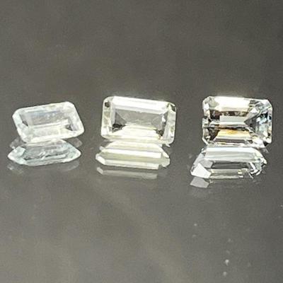 Aquamarine 1.35 CTTW Emerald Cut 7x4mm 6x4mm, 3 Gemstones