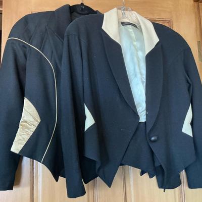 MN by Katsai Retro Black Wool Dinner Jackets Size 8, 2 Pcs - Vintage