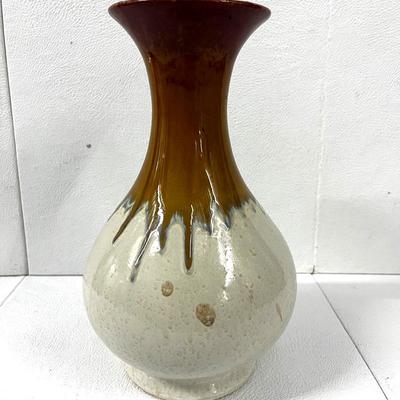 Mid-Century Modern Drip Glaze Ceramic Vase, Marked