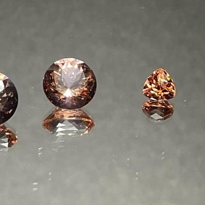 Zandrite Matched Pair Rounds 10mm and Trillion 6x6mm & Morganite Trillion 8x8mm - 9.90 CTTW