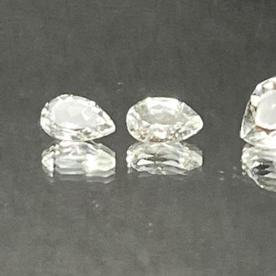 White Topaz 8.20 CTTW - Trillion Pair 6x6mm, Pear-Shaped Pair 9x6mm, Large Pear-Shaped 10x9mm