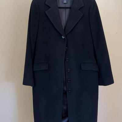 Brooks Brothers 346 Black Wool & Cashmere Long Coat | Women's Size 10