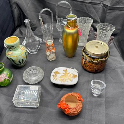 Steuben Aureen Lamp Base, Hoffman Etched Trinket Box, Rosenthal Box, Bavaria Dish & More