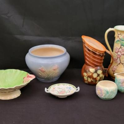 Art Pottery Collection | Staffordshire Bowl, Czechoslovakia Pitcher, Floral Planter & More